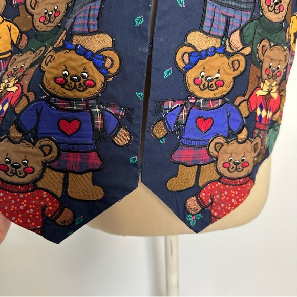 Vintage Christmas Teddy Bear Vest medium - Picture 6 of 16